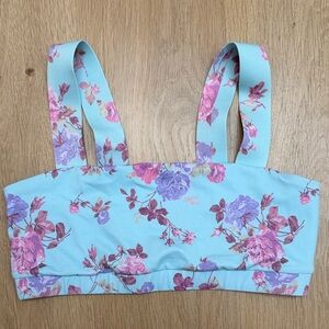 LoveShackFancy Floral Sports Bra in Blue and Pink